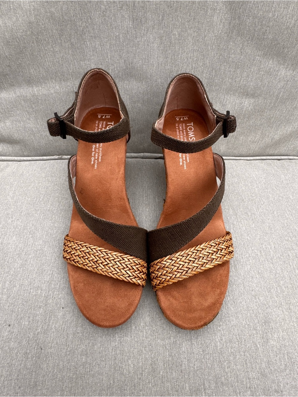 TOMS Clarissa olive textile with wrapped wedge